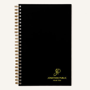 Gold Monogram Initial Calligraphy Template Spiral Notebook