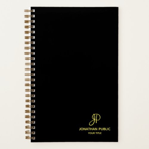 Gold Monogram Initial Calligraphy Template Spiral Notebook