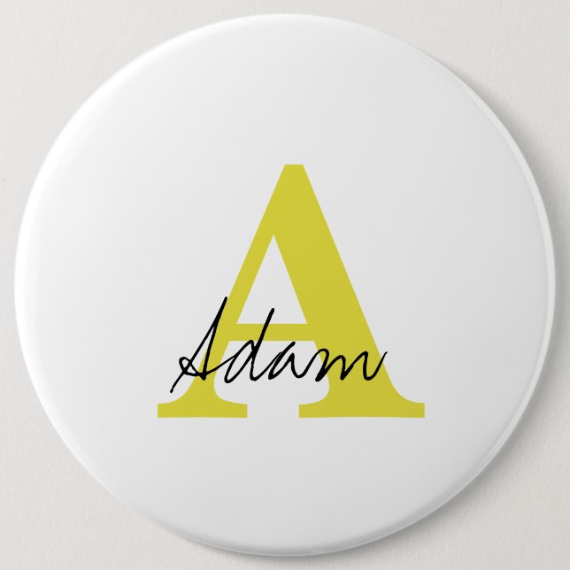 Gold Monogram Initial Custom Name Gift Fathers Day Button (Front)