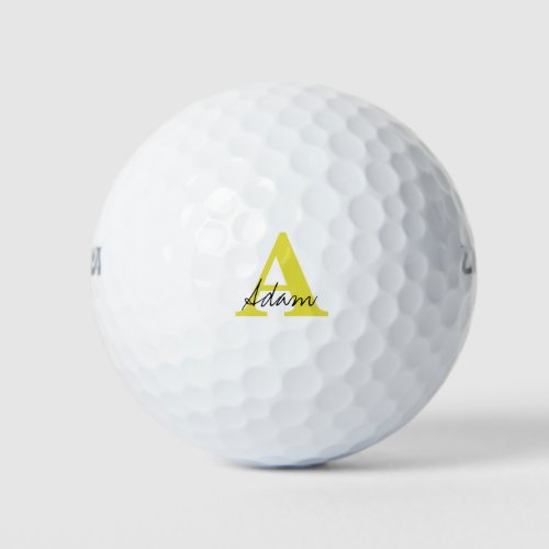 Gold Monogram Initial Custom Name Gift Fathers Day Golf Balls