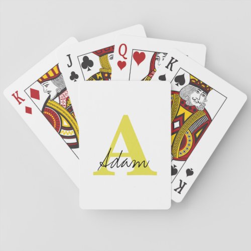 Gold Monogram Initial Custom Name Gift Fathers Day Poker Cards