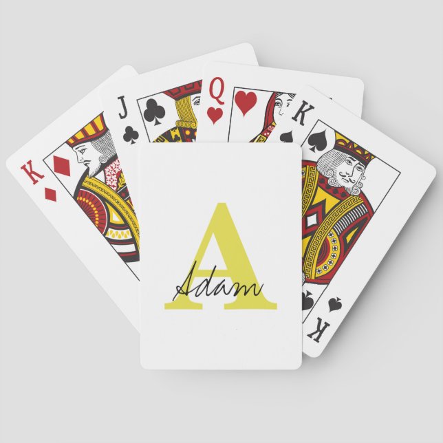 Gold Monogram Initial Custom Name Gift Fathers Day Poker Cards (Back)