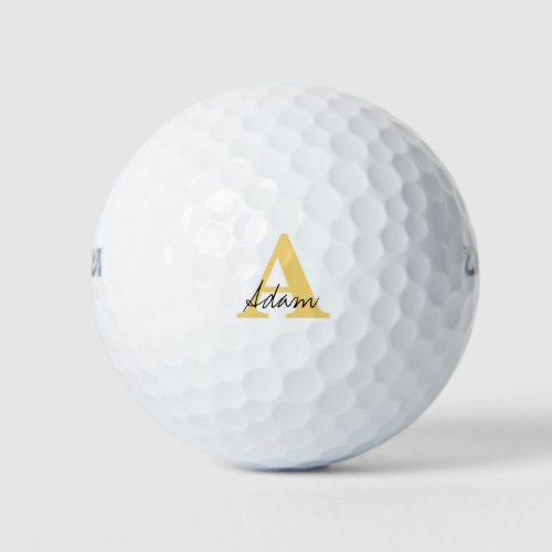 Gold Monogram Initial Custom Name Gift Favors Cool Golf Balls