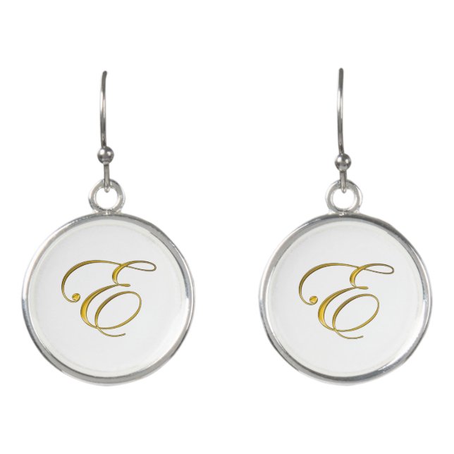 Gold Monogram  Initial E Earrings (Front)