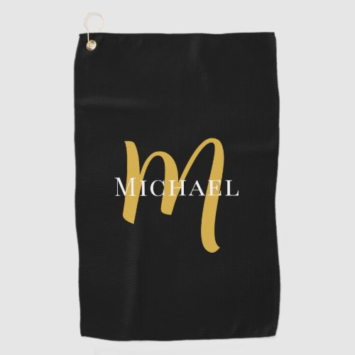 Gold Monogram Initial Elegant Modern Template Best Golf Towel