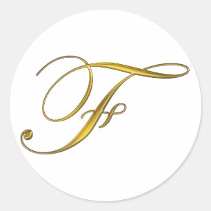 Gold Monogram Initial F Stickers