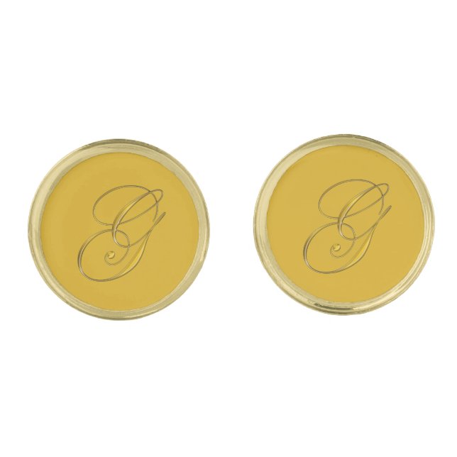 Gold Monogram Initial G Cufflinks (Front)