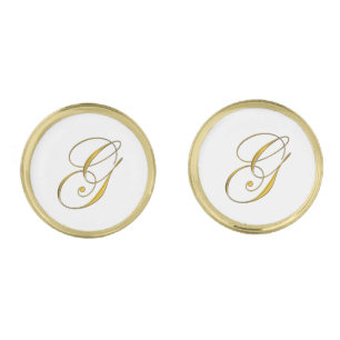 Gold Monogram Initial G Cufflinks