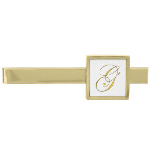 Gold Monogram Initial G Finish Tie Bar