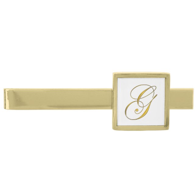 Gold Monogram Initial G Finish Tie Bar (Front)