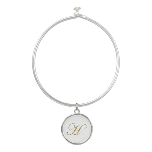 Gold Monogram Initial H Bangle Bracelet