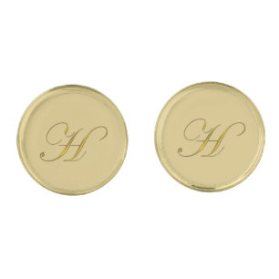 Gold Monogram Initial H Cufflinks