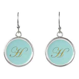 Gold Monogram Initial H Earrings