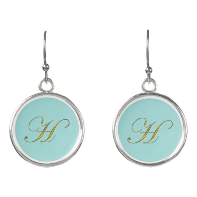 Gold Monogram Initial H Earrings (Front)