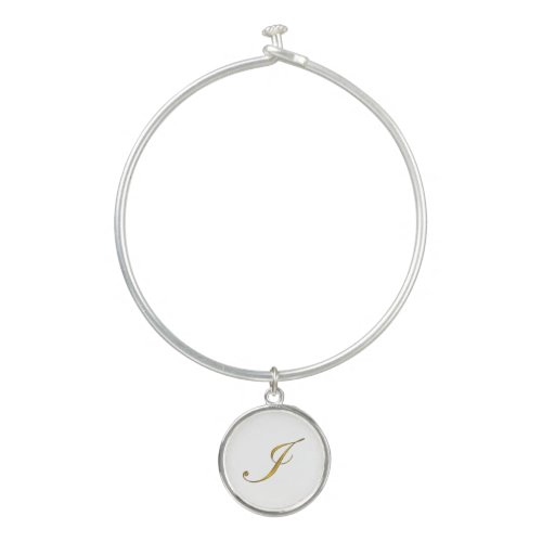 Gold Monogram Initial I Bangle Bracelet