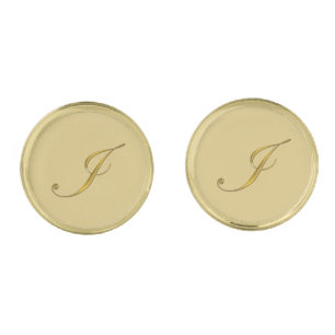 Gold Monogram Initial I Cufflinks