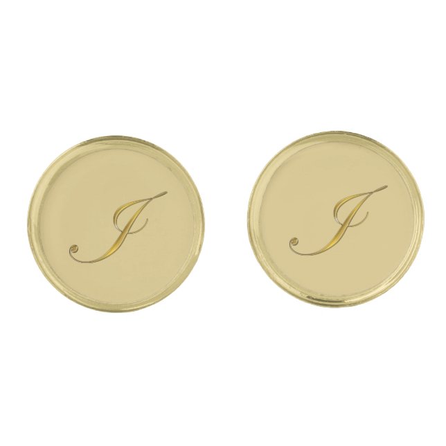 Gold Monogram Initial I Cufflinks (Front)