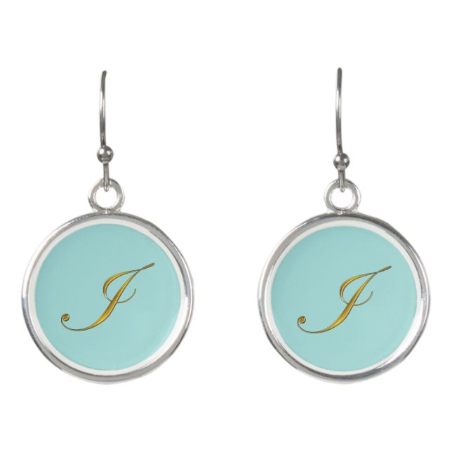 Gold Monogram Initial I Earrings (Front)
