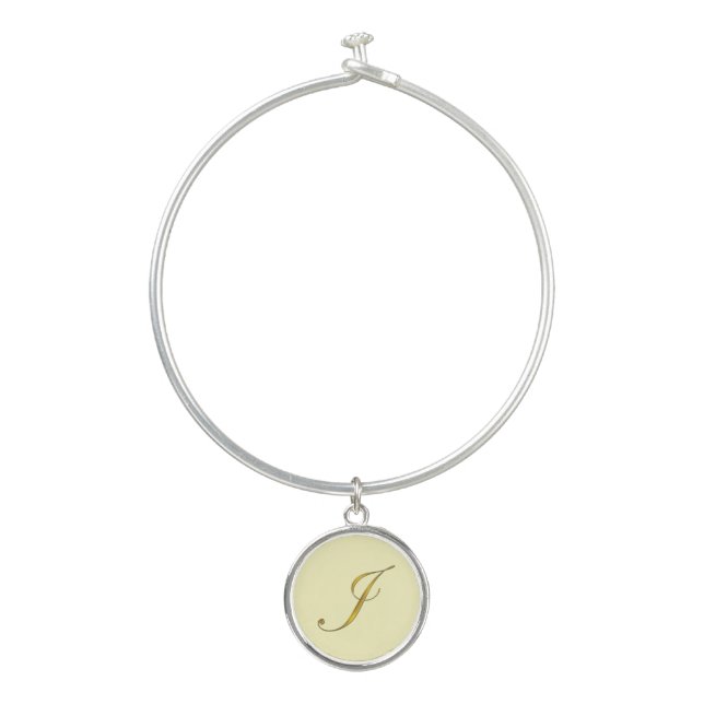 Gold Monogram Initial J Bangle Bracelet (Front)