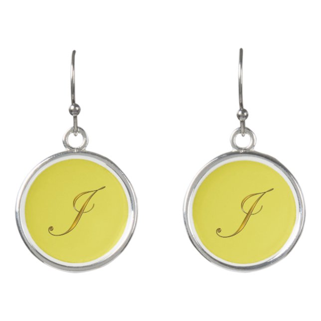 Gold Monogram Initial J Earrings (Front)