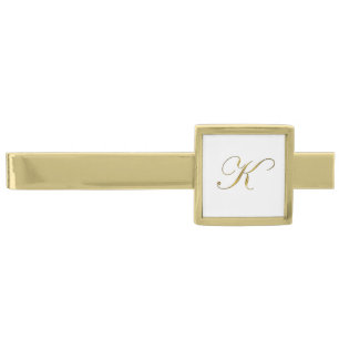 Gold Monogram Initial K Finish Tie Bar