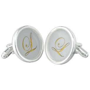 Gold Monogram Initial L Cufflinks