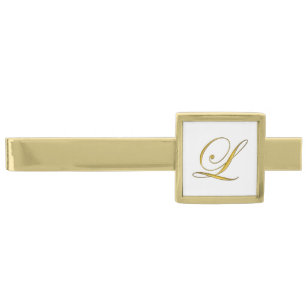 Gold Monogram Initial L Finish Tie Bar