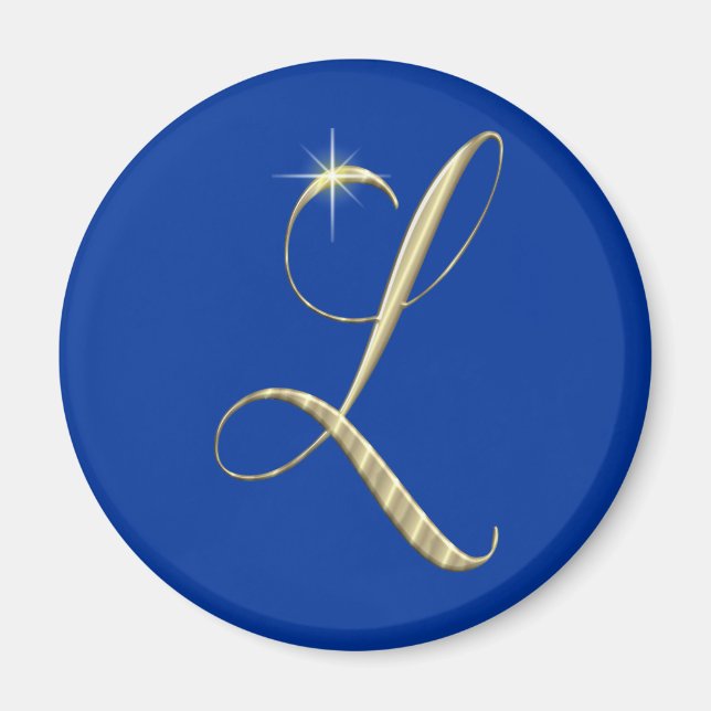 Gold Monogram Initial L Magnet (Front)