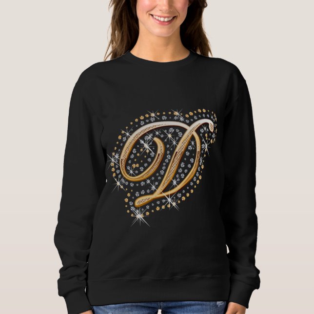 Gold Monogram Initial Letter D Sweatshirt (Front)