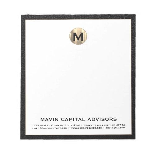 Gold Monogram Initial Logo  Notepad