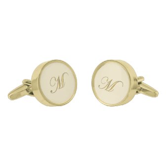 Gold Monogram Initial M Cufflinks | Zazzle