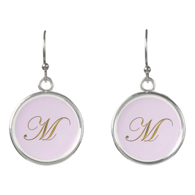 Gold Monogram Initial M Earrings (Front)