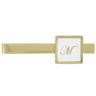 Gold Monogram Initial M Gold Finish Tie Bar