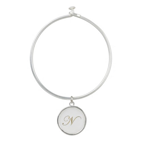 Gold Monogram Initial N Bangle Bracelet