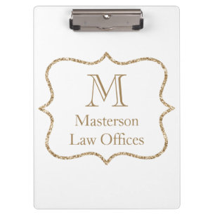 Gold Monogram Initial Name White Gold Trendy Clipboard