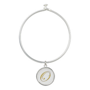 Gold Monogram Initial O Bangle Bracelet