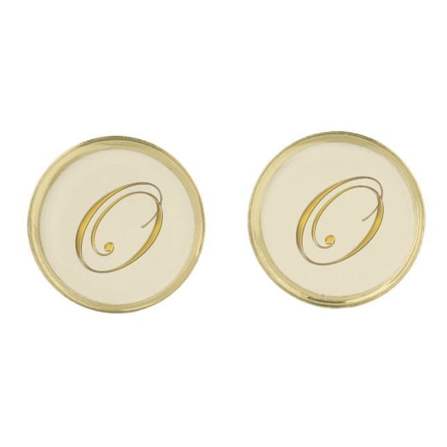 Gold Monogram Initial O Cufflinks (Front)