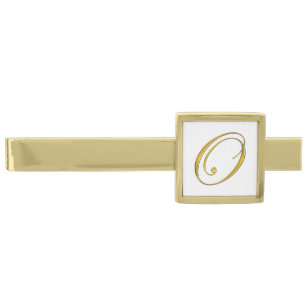 Gold Monogram Initial O Finish Tie Bar