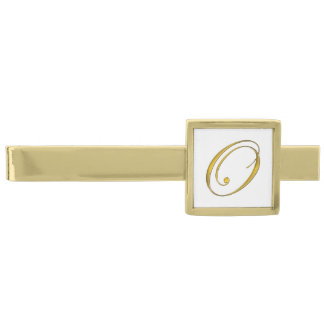 Gold Monogram Initial O Gold Finish Tie Bar