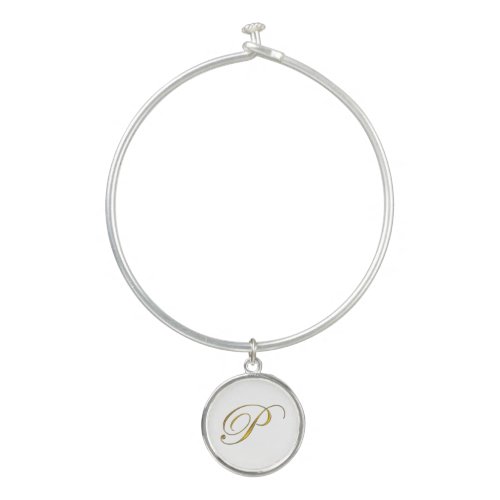 Gold Monogram Initial P Bangle Bracelet