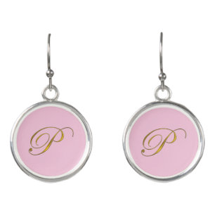 Gold Monogram Initial P Earrings