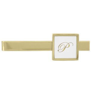 Gold Monogram Initial P Finish Tie Bar