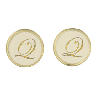Gold Monogram Initial Q Cufflinks