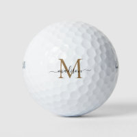 Gold Monogram Initial Script Name Personalized Golf Balls
