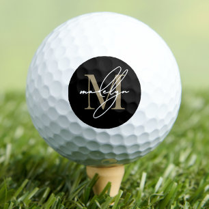 Gold Monogram Initial Script Name Personalized Golf Balls