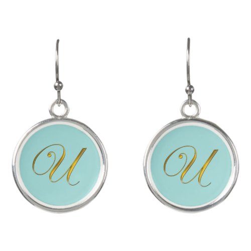 Gold Monogram Initial U Earrings