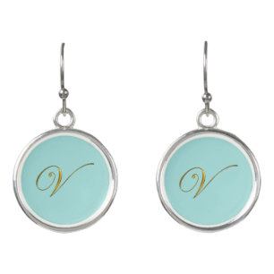 Gold Monogram Initial V Earrings