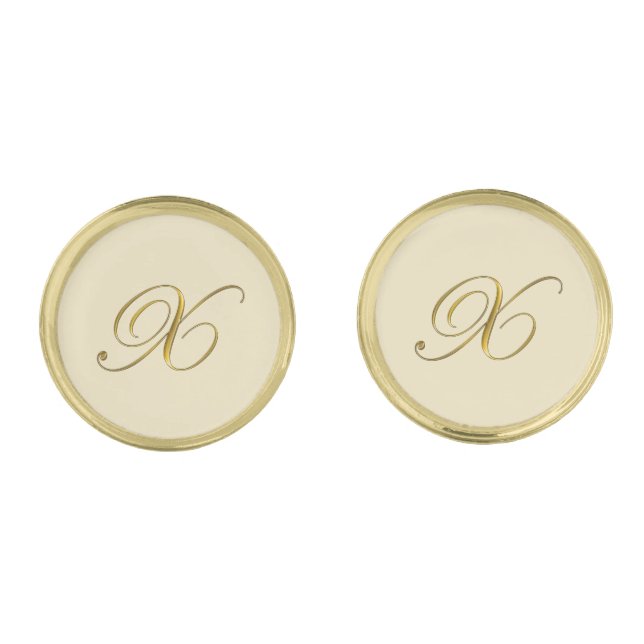 Gold Monogram Initial X Cufflinks (Front)