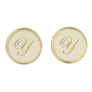 Gold Monogram Initial Y Cufflinks