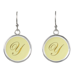 Gold Monogram Initial Y Earrings
